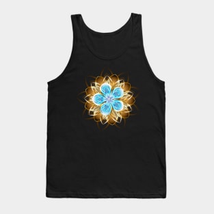 Abstract turquoise golden flower Tank Top